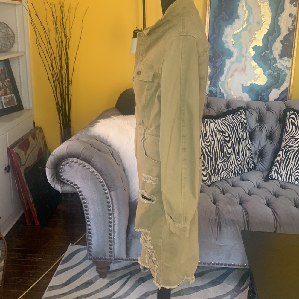 COPY - Fashion Nova olive green one piece long sleeve denim skirt - Picture 3 of 10